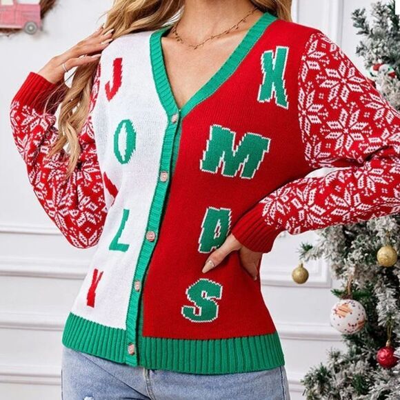 Rockin' Around Women's 2XL Light-Up Christmas Cardigan Sweater - Picture 1 of 13